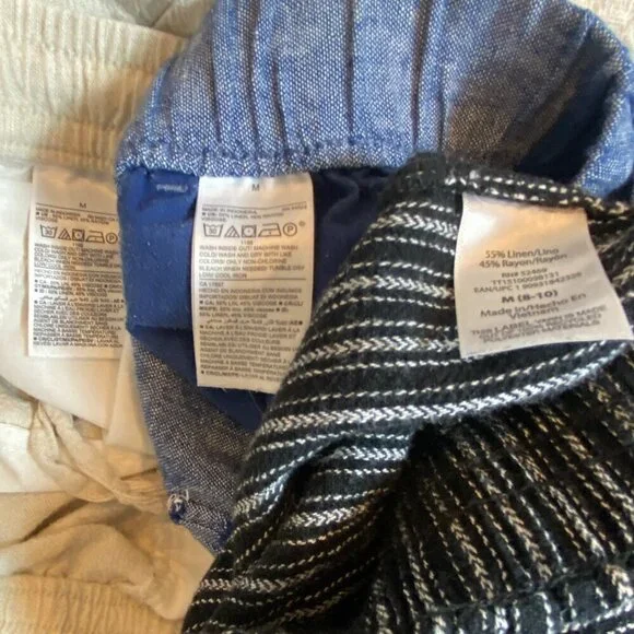 Bundle of 3 Linen Blend Pull on Casual Beach Pants Sz M #111J - Picture 5 of 6